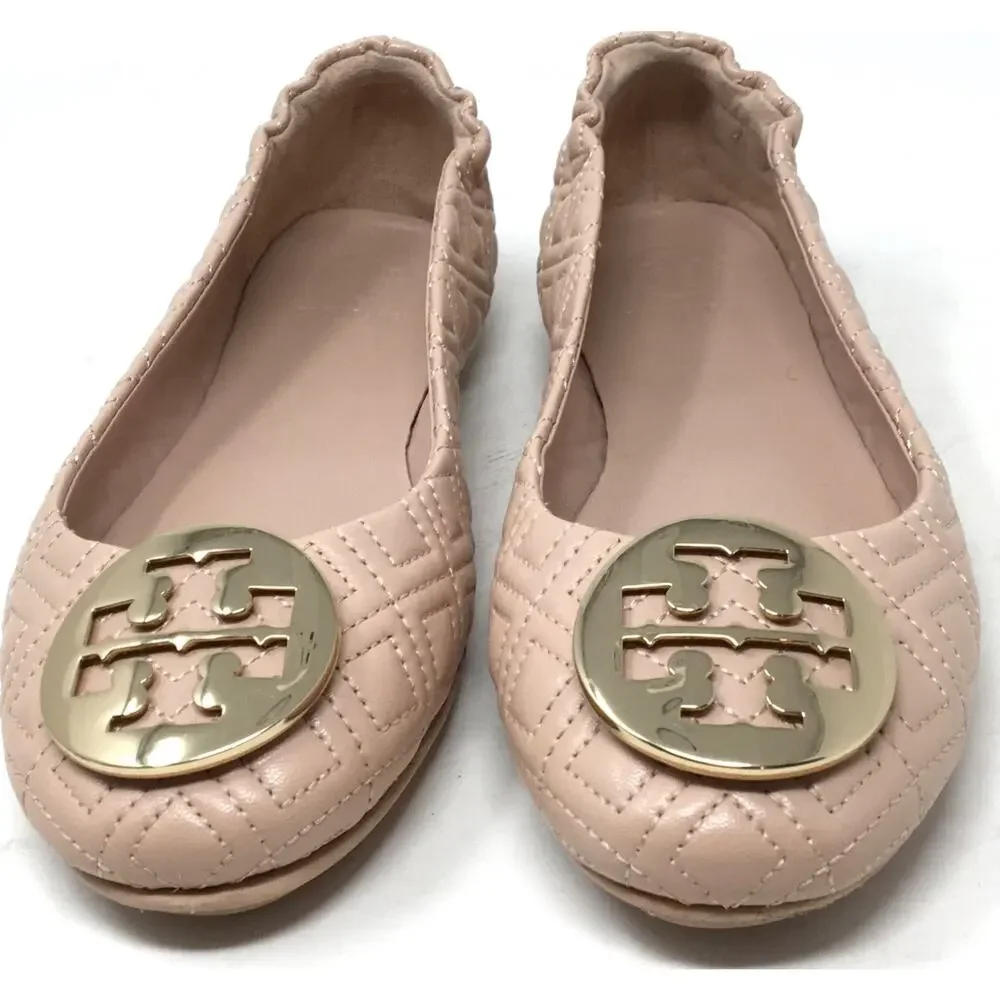 Tory Burch Quilted Minnie Women's Size 7M Light Pink Ballet Flat Slip-On Shoes